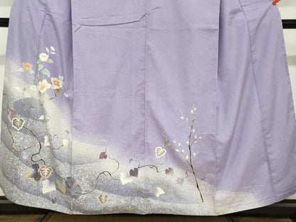 平和屋着物●訪問着　紬地　蔦の葉文　正絹　逸品　DABF1249ud