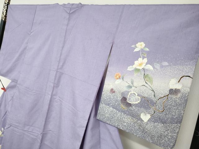 平和屋着物●訪問着　紬地　蔦の葉文　正絹　逸品　DABF1249ud