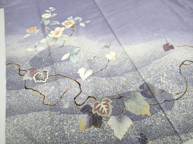 平和屋着物●訪問着　紬地　蔦の葉文　正絹　逸品　DABF1249ud
