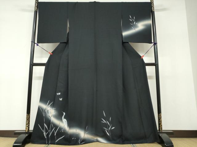 平和屋着物●訪問着　舞蝶文　鷺　暈し染め　金銀彩　さが美扱い　正絹　逸品　DABF1253ud