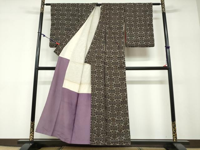 平和屋着物●本場大島紬　龍郷絣　秋名バラ　正絹　逸品　DABF1254ud