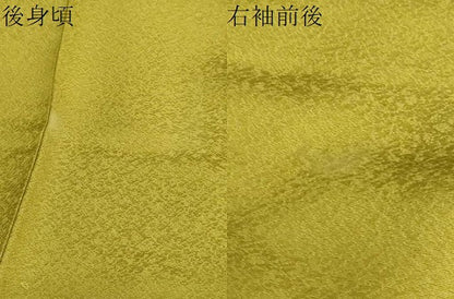 平和屋着物●上質な色無地　舞花地紋　菜種油色　正絹　逸品　DABF1259ud