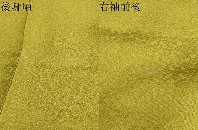 平和屋着物●上質な色無地　舞花地紋　菜種油色　正絹　逸品　DABF1259ud