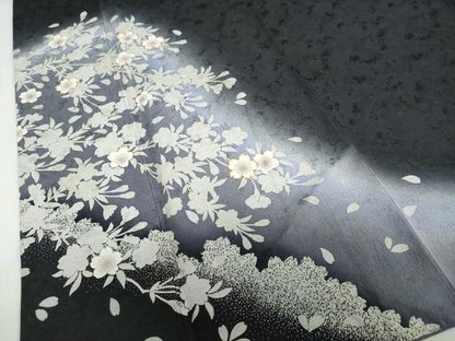 平和屋着物●訪問着　駒刺繍　舞桜文　暈し染め　正絹　逸品　DABF1260ud
