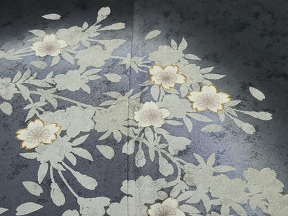 平和屋着物●訪問着　駒刺繍　舞桜文　暈し染め　正絹　逸品　DABF1260ud