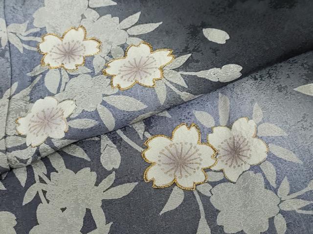 平和屋着物●訪問着　駒刺繍　舞桜文　暈し染め　正絹　逸品　DABF1260ud