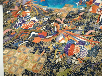 平和屋着物●豪華振袖　鳳凰草花文　暈し染め　金彩　正絹　逸品　DABF1264ud