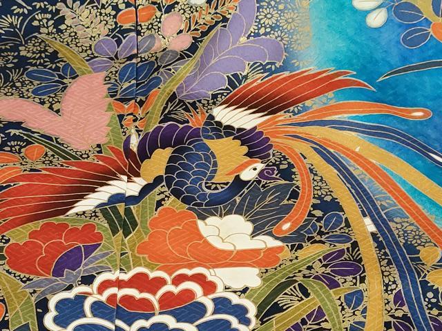 平和屋着物●豪華振袖　鳳凰草花文　暈し染め　金彩　正絹　逸品　DABF1264ud