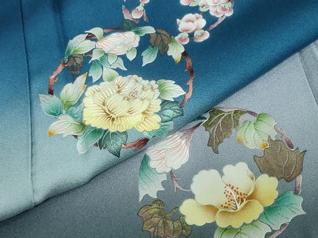 平和屋着物●訪問着　草花丸文　暈し染め　金銀彩　さが美扱い　正絹　逸品　未使用　DABF1266ud