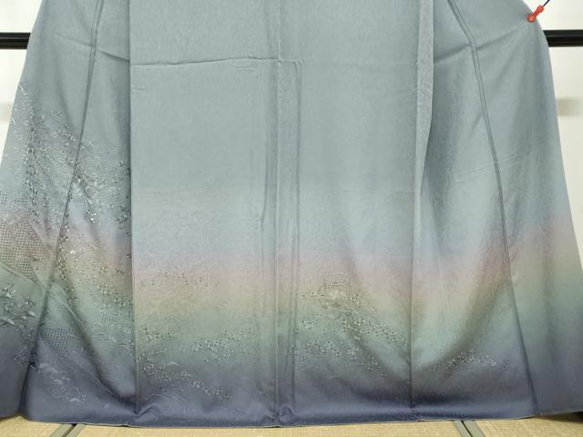 平和屋着物●中国三大刺繍　汕頭刺繍　スワトウ刺繍　訪問着　流水貝桶花文　暈し染め　金糸　正絹　逸品　DABF1268ud