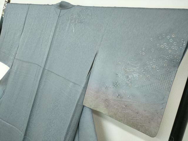 平和屋着物●中国三大刺繍　汕頭刺繍　スワトウ刺繍　訪問着　流水貝桶花文　暈し染め　金糸　正絹　逸品　DABF1268ud