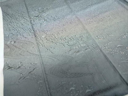 平和屋着物●中国三大刺繍　汕頭刺繍　スワトウ刺繍　訪問着　流水貝桶花文　暈し染め　金糸　正絹　逸品　DABF1268ud