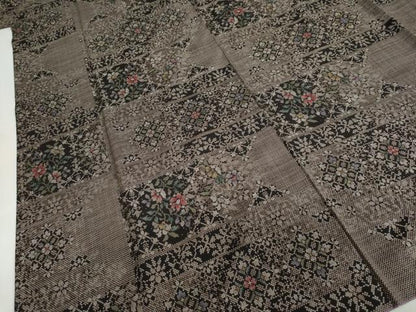 平和屋着物●本場大島紬　7マルキ　草花文　正絹　逸品　DABF1271ud