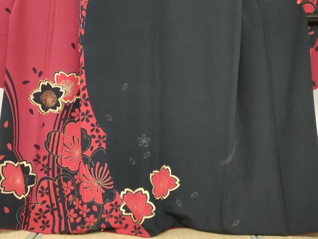 平和屋着物●豪華振袖　舞桜文　黒地　金彩　正絹　逸品　DABF1272ud