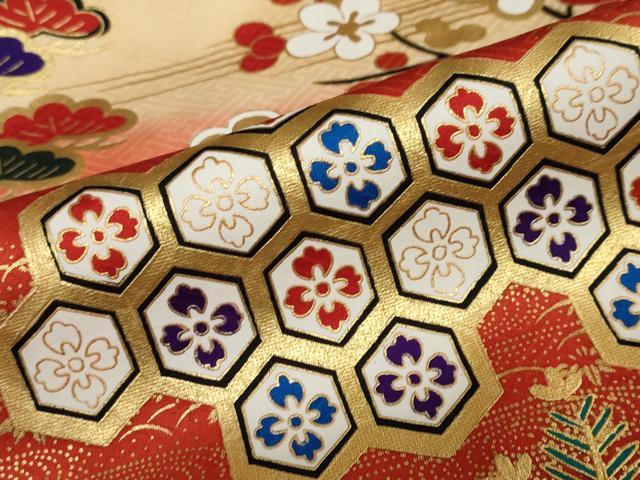平和屋着物●お引きずり・お引き摺り・引き振袖　吉祥草花文　暈し染め　黒地　金彩　正絹　逸品　DABF1273ud