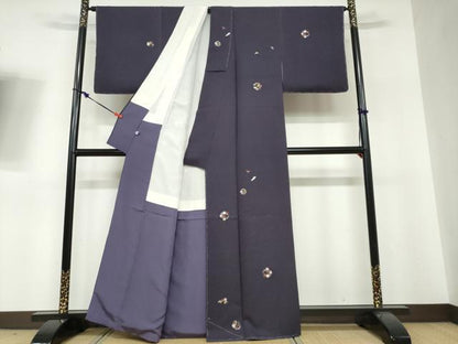 平和屋着物●上質な小紋　総刺繍　草花丸文　金糸　正絹　逸品　未使用　DABF1274ud