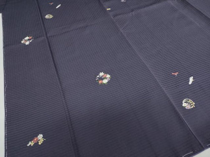 平和屋着物●上質な小紋　総刺繍　草花丸文　金糸　正絹　逸品　未使用　DABF1274ud
