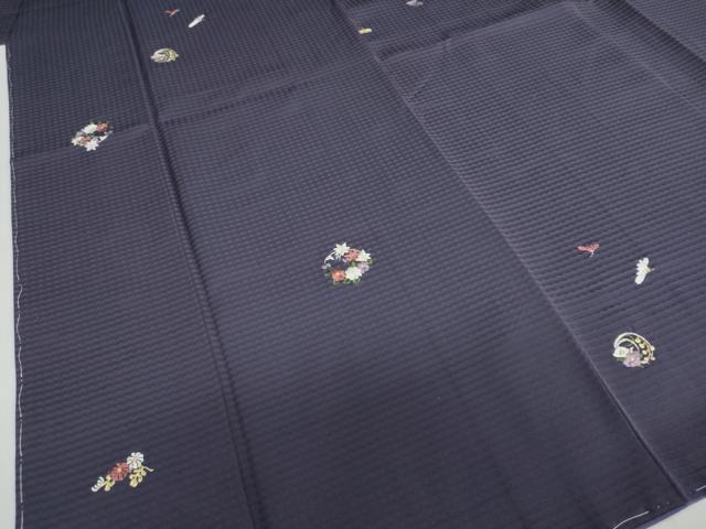 平和屋着物●上質な小紋　総刺繍　草花丸文　金糸　正絹　逸品　未使用　DABF1274ud