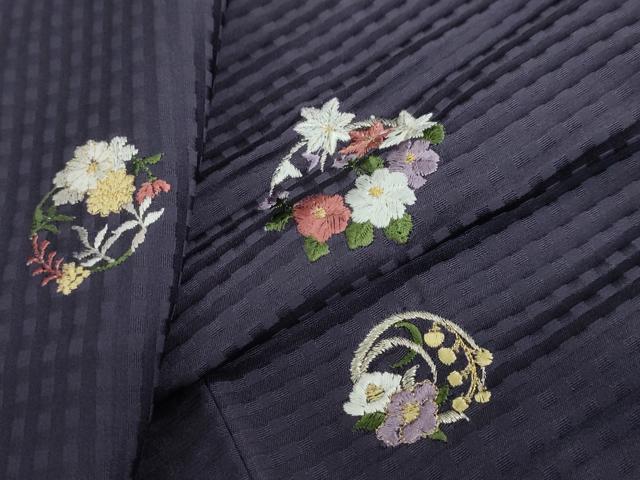 平和屋着物●上質な小紋　総刺繍　草花丸文　金糸　正絹　逸品　未使用　DABF1274ud