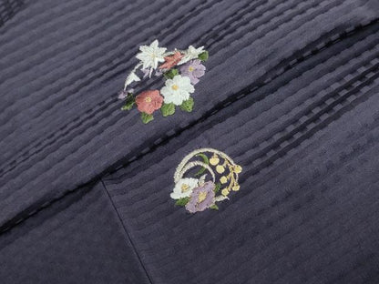 平和屋着物●上質な小紋　総刺繍　草花丸文　金糸　正絹　逸品　未使用　DABF1274ud