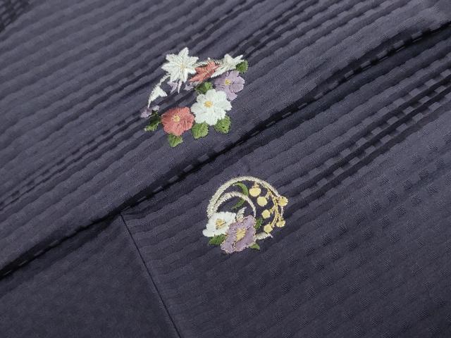 平和屋着物●上質な小紋　総刺繍　草花丸文　金糸　正絹　逸品　未使用　DABF1274ud