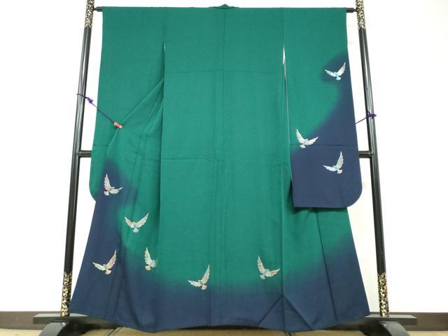 平和屋着物●染色作家　斉藤三才　振袖　三才鳥　暈し染め　金彩　正絹　逸品　DABF1275ud