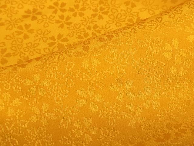 平和屋着物●振袖用長襦袢　袷　舞桜地紋　金茶色　半衿刺繍　正絹　逸品　DABF1277ud