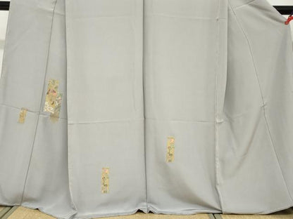 平和屋着物●訪問着　総刺繍　短冊草花文　金糸　仮絵羽　正絹　逸品　未使用　DABF1278ud