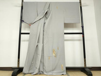 平和屋着物●訪問着　総刺繍　短冊草花文　金糸　仮絵羽　正絹　逸品　未使用　DABF1278ud