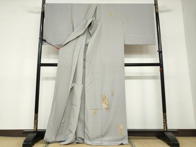 平和屋着物●訪問着　総刺繍　短冊草花文　金糸　仮絵羽　正絹　逸品　未使用　DABF1278ud