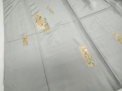 平和屋着物●訪問着　総刺繍　短冊草花文　金糸　仮絵羽　正絹　逸品　未使用　DABF1278ud