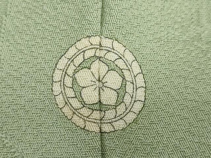 平和屋着物●上質な色無地　風景草花地紋　若芽色　さが美扱い　正絹　逸品　未使用　DABF1280ud
