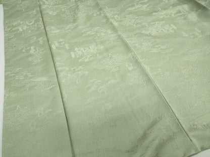 平和屋着物●上質な色無地　風景草花地紋　若芽色　さが美扱い　正絹　逸品　未使用　DABF1280ud