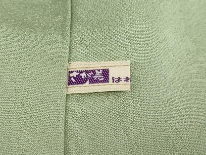 平和屋着物●上質な色無地　風景草花地紋　若芽色　さが美扱い　正絹　逸品　未使用　DABF1280ud
