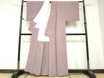 平和屋着物●上質な色無地　葡萄鼠色　正絹　逸品　DABF1281ud