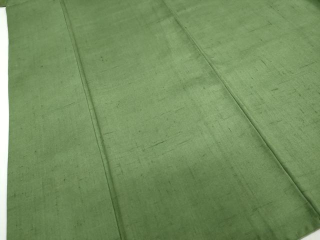 平和屋着物●上質な紬　深緑色　正絹　逸品　DABF1283ud