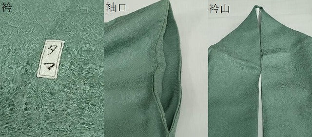 平和屋着物●上質な色無地　花唐草地紋　薄青色　正絹　逸品　DABF1285ud