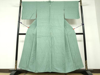 平和屋着物●上質な色無地　花唐草地紋　薄青色　正絹　逸品　DABF1285ud