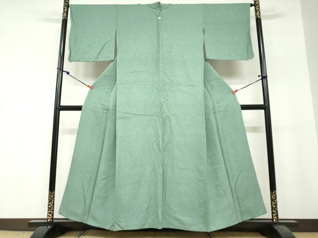 平和屋着物●上質な色無地　花唐草地紋　薄青色　正絹　逸品　DABF1285ud