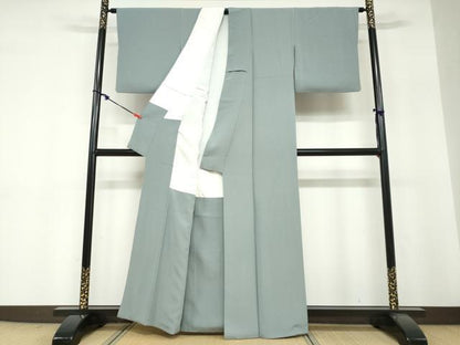 平和屋着物●上質な色無地　錫色　正絹　逸品　DABF1286ud