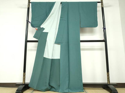 平和屋着物●上質な色無地　紋意匠　青碧色　正絹　逸品　未使用　DABF1288ud