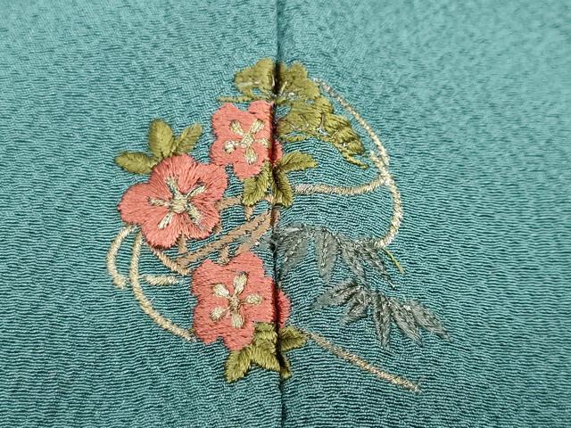 平和屋着物●上質な色無地　紋意匠　青碧色　正絹　逸品　未使用　DABF1288ud