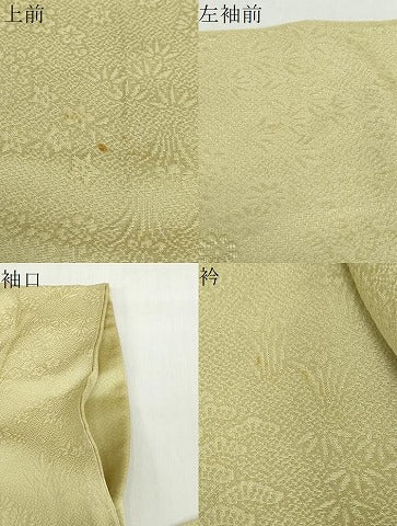平和屋着物●上質な色無地　草花地紋　枯草色　正絹　逸品　DABF1291ud