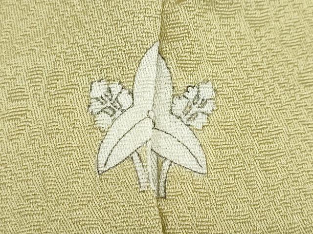 平和屋着物●上質な色無地　草花地紋　枯草色　正絹　逸品　DABF1291ud