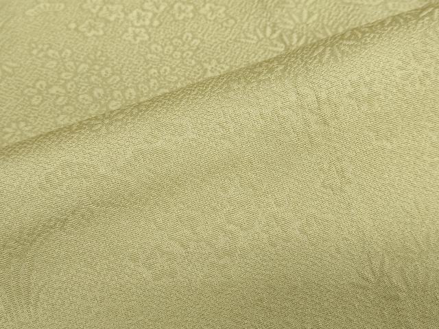 平和屋着物●上質な色無地　草花地紋　枯草色　正絹　逸品　DABF1291ud