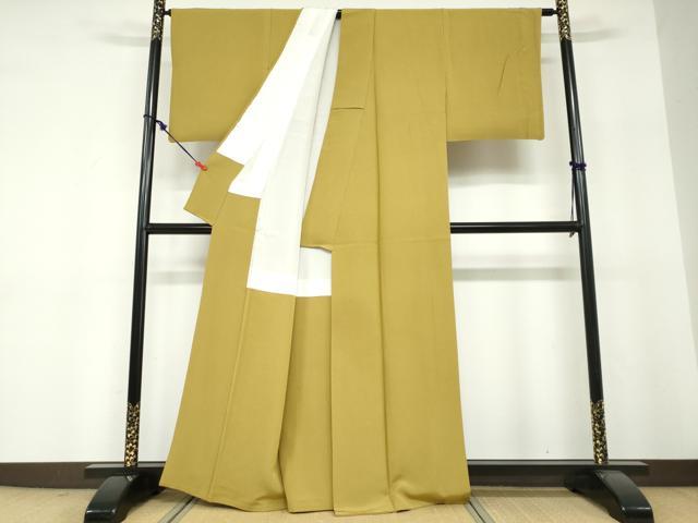 平和屋着物●上質な色無地　芥子色　正絹　逸品　DABF1292ud