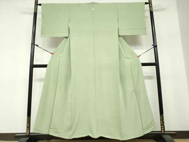 平和屋着物●上質な色無地　若葉色　正絹　逸品　DABF1293ud