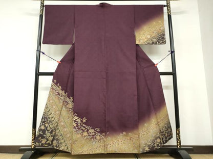 平和屋着物●訪問着　洋花文　暈し染め　金彩　正絹　逸品　DABF1296ud
