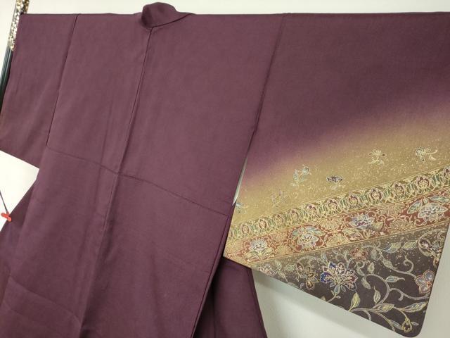 平和屋着物●訪問着　洋花文　暈し染め　金彩　正絹　逸品　DABF1296ud