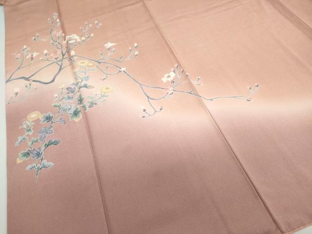 平和屋着物●訪問着　友禅　作家物　枝花文　暈し染め　正絹　逸品　DABF1299ud